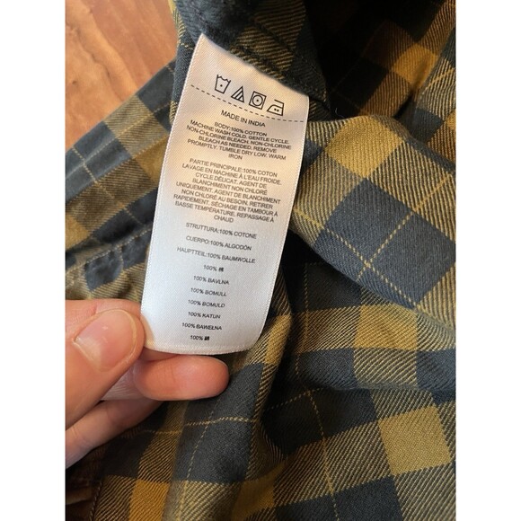 Filson flannel shirt Alaskan guide button down plaid size xl long Black & Yellow - Picture 5 of 6